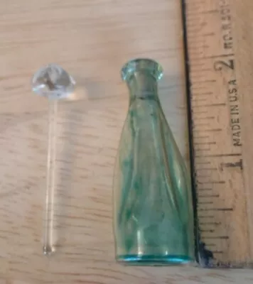 Vintage Mini Aqua Glass Perfume Bottle : 2 Inch • $7.99