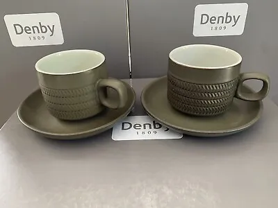 2 X Denby Chevron Tea /Coffee Cups And Saucers Vintage • £11.99