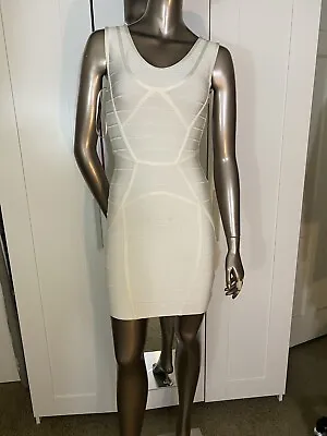 $40 • Buy Herve Leger Authentic IMPERFECT Sleeveless Off White Dress Size XS