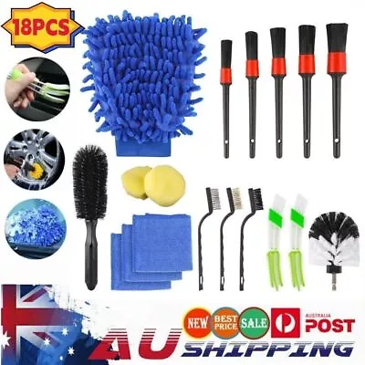 18Pcs Car Detailing Brush Kit Boar Hair Auto Interior Wheel Gap Cleaning Tool A* • $16.39