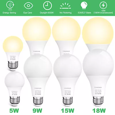 E27 LED Light Bulbs Equivalent 50W 90W 150W 180W 6500K Daylight/3000K Warm White • $9.95
