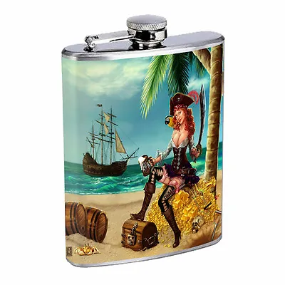 Vintage Pirate Ship D12 Flask 8oz Stainless Steel Hip Drinking Whiskey  • $14.95