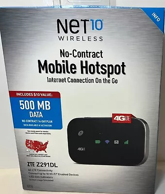 NEW Net10 No-Contract Wireless 4G LTE Mobile Hotspot ZTE Z291DL 500 MB • $25.79