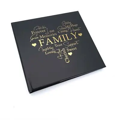 Family Black Photo Album Gift With Gold Script • £14.99