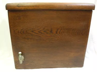 Antique 1911 Oak Wooden Base Mounted Toilet Tank With Push Button Flush • $425