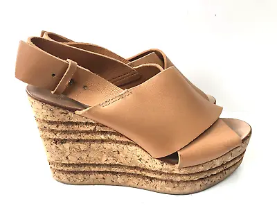 £17.99 • Buy Zara Tan Brown Leather Wedge Sandals Ladies Size 5 Shoes