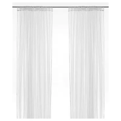 IKEA LILL Brand New Pair Of Long Sheer Floaty White Net Curtains 280 X 250cm. • £7.99