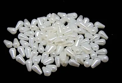 White Or Colour Acrylic Faux Pearl Drop Beads Jewellery Making Bridal Beading UK • £2.30