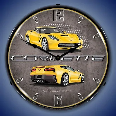 C7 Corvette LED Lighted Clock - Velocity Yellow • $282.54