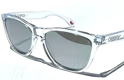 NEW Oakley FROGSKINS Clear Crystal POLARIZED Galaxy Chrome Lens Sunglass 9013 • $146.88