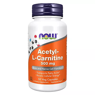 NOW FOODS Acetyl-L-Carnitine 500 Mg - 50 Veg Capsules • $11.50