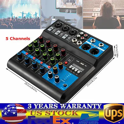 5 Channel Mixing Console Live Studio Audio DJ Mixer Sound Board USB Bluetooth • $47.50