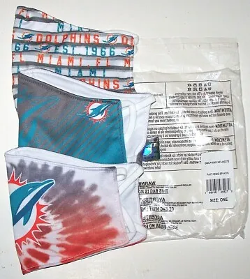 3-Pack Miami Dolphins Logo Face Mask 2 Layer NFL Football New Unisex Men Women • $9.95