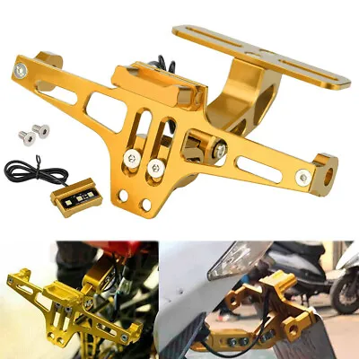 Gold Motorcycle Tail Tidy License Plate Holder Fender Eliminator With LED Light • $18.60