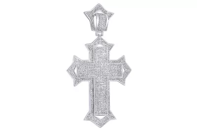 2 Ct Round White Natural Diamond Cross Charm Pendant In Sterling Silver • $1167.39