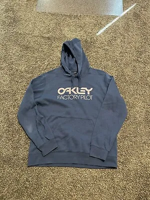 Vintage Oakley Navy Hooded Sweatshirt Size XL Factory Pilot • $27.99