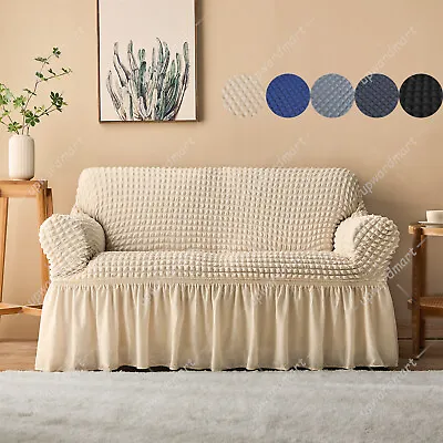 $7.99 • Buy 3D Bubble Lattice Sofa Couch Covers 1/2/3/4 Seat Non Slip Slipcover Protector RR