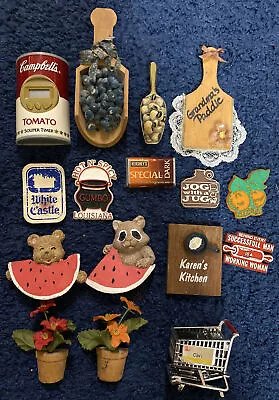 LOT 16 - Vintage Food Themed And Flowers Refrigerator Magnets! Rare HTF! LOOK!!! • $9.99