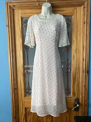 MARKS & SPENCER Pale Pink Floaty Floral Dress Size 14 • £0.99