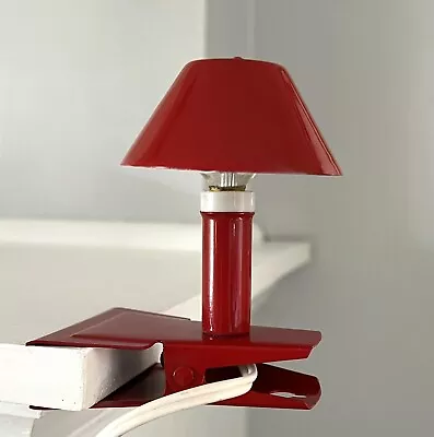 Vintage MCM Mini Small Clip-On Bedside Book Reading Lamp Light Red Enamel Japan • $39