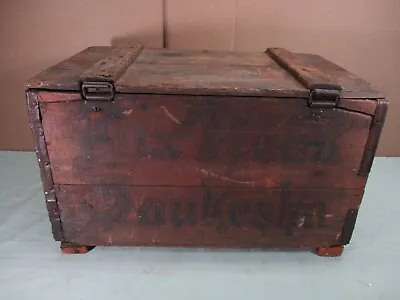 Vintage 1937 FOX HEAD BEER WAUKESHA Wooden Shipping Crate W/ Hinged Lid & Liner • $119.99