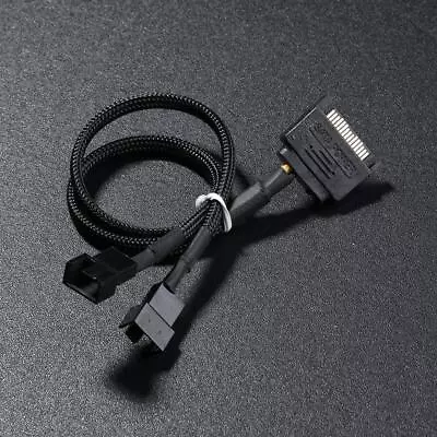 Sleeved SATA 15Pin To 2 Way 3Pin 4Pin Fan Power Adapter Extension Cable • $6.07