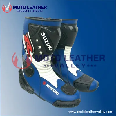 Suzuki Motorbike Moto GP Motorcycle Boots Racing Suzuki Riding Leather Shoes • $135