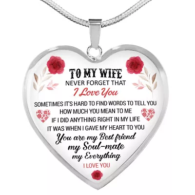 To My Wife Heart Necklace Pendant - Wife And Husband I Love You Gifts For Wife • $27.99