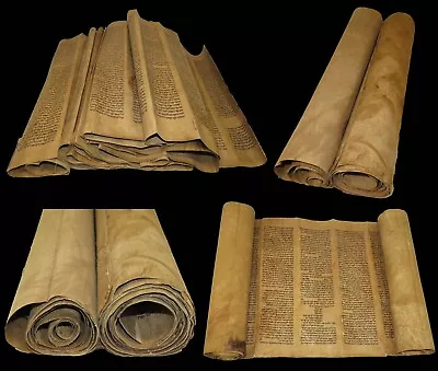 LARGE TORAH SCROLL BIBLE VELLUM MANUSCRIPT 250YRS OLD ITALY COMPLETE Deuteronomy • $1600