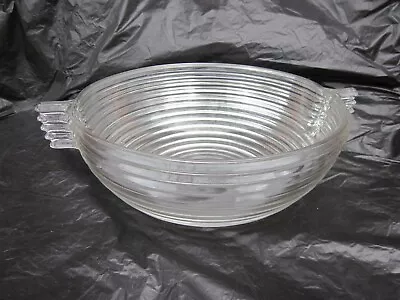 3pt8 💕 VINTAGE MANHATTAN DEPRESSION GLASS CLEAR RIBBED SERVING BOWL 7½  • $9.99