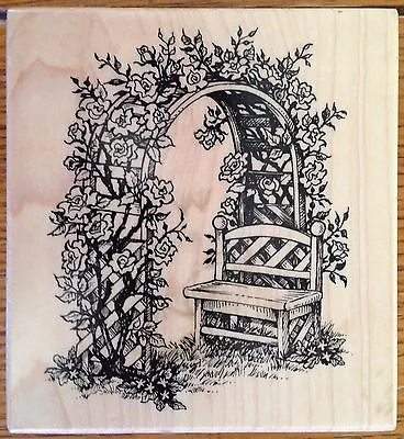 PSX Rose Arbor Trellis & Bench Rubber Stamp K-1792 USA • $14.99