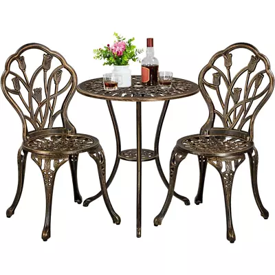 2-Person Round Bistro Set 1 X Bistro Table 2 X Bistro Chairfor Cozy Gathering • £139.99