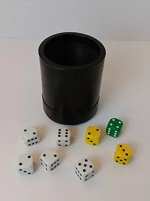 Vintage Jumbo Leather Ribbed Bar Dice Cup W/ Dice • $99.99