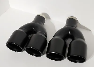 Quad 3.5  Out Black Exhaust Tip Parallel Set Ends 2.25  In Dual Wall Angle Cut • $145.12