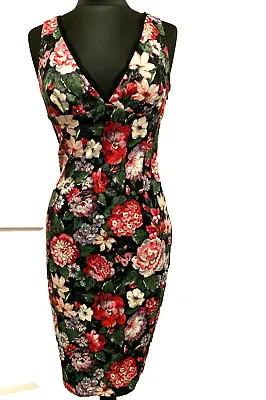 Dolce And Gabbana D&G Floral Plunge Corset Brocade Pencil Dress IT44 UK10-12 US8 • £120