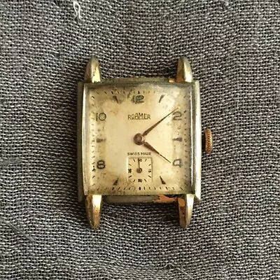 Roamer Vintage Square 15 Jewels Manual Gold Plated Nice Working But Stops 1940s • $90