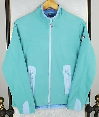 PETER MILLAR Size Medium Womens Green Velour Fleece Lined Full Zip Jacket Golf • $114