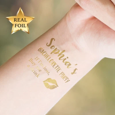 Custom Bachelorette Party Golden Tattoos Hen Night Temp Tattoos. Team Bride Hen • $3.99