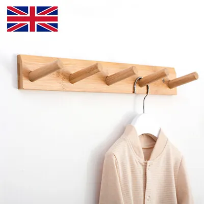 Wooden Hooks Hangers Racks Wall Wood Coat Clothes Pegs Pegged Hanger Rack Pine • £4.99