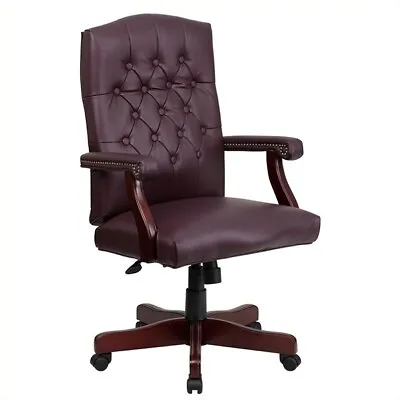 Flash Furniture Martha Washington Leather Swivel Office Chair In Burgundy • $377.99