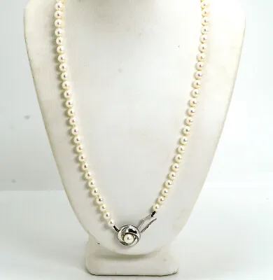 Vintage Mikimoto 5mm Pearl Necklace With 835 Silver Clasp & Paperwork • $630