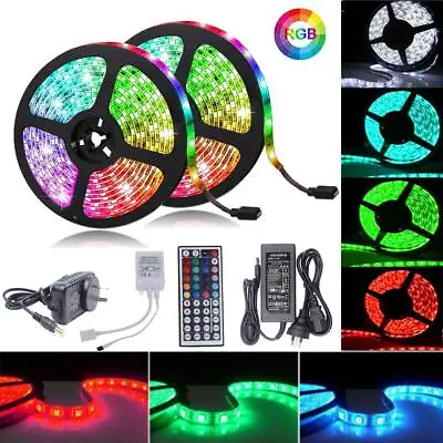 1m-30m RGB LED Strip Lights 5050 SMD Waterproof 12V 44key IR Controller Adapter • $104.21