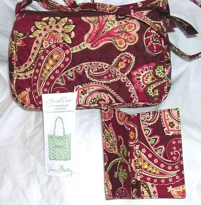 NEW 8x5  Piccadilly Plum Small Purse Card Case Paisley Maroon Vera Bradley Set • $17.99