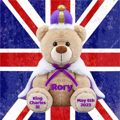 £14 • Buy PERSONALISED King Charles III Coronation Teddy Bear With Crown & Cloak. Souvenir