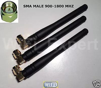 3 X HIGH GAIN 2 - 3dBi 900 - 1800 MHz SMA Male Right Angle GSM GPRS Antenna USA • $10.99