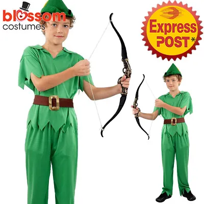 CSW64 Peter Pan Robin Hood Costume Boys Neverland Movie Fairytale Elf Book Week • $22.45