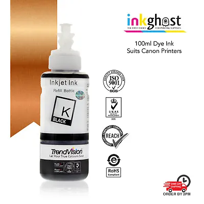 100ml Universal Black DYE REFILL INK Compatible With Canon Printer Bulk CISS Ink • $10.50