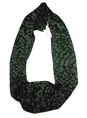 Calvin Klein Leopard Infinity Scarf Knit Black Silver Metallic Cheetah Print NEW • $9.99