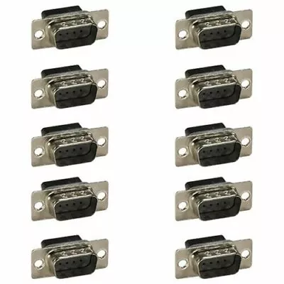 10 X DB9 D-SUB 9-Pin Male Crimp Pin Type RS232 Connector Assembly Cup Socket • $9.98