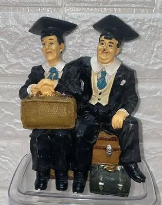 Vintage Laurel & Hardy Graduation Sitting Down With Cases 6.5  Figure Ornament • £24.95